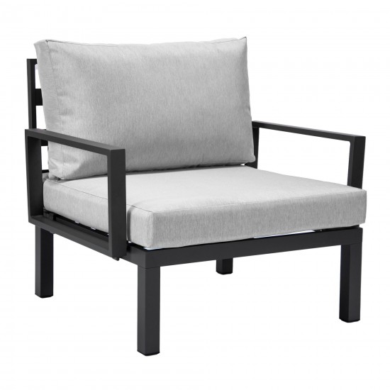 LeisureMod Hamilton 7-Piece Conversation Set With Fire Pit Table - Grey