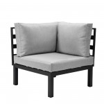 LeisureMod Hamilton 7-Piece Conversation Set With Fire Pit Table - Grey