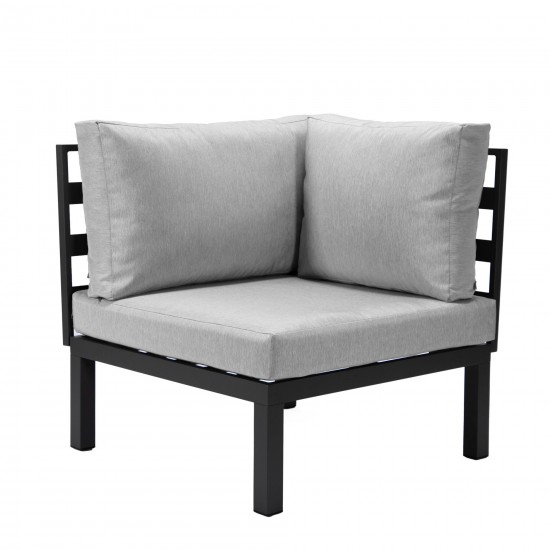 LeisureMod Hamilton 7-Piece Conversation Set With Fire Pit Table - Grey