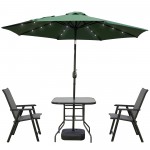 LeisureMod Sierra 9 ft Steel Market Umbrella With Solar Powerd LED - Green