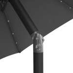 LeisureMod Sierra 9 ft Steel Market Umbrella With Solar Powerd LED & Tilt - Gray