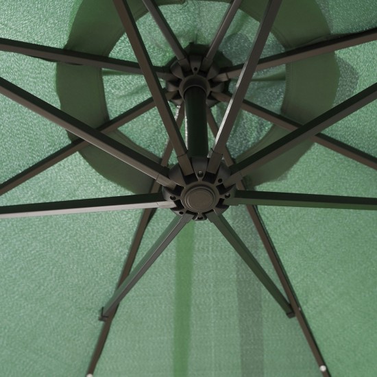 LeisureMod Willry 10 Ft Cantilever Patio Umbrella With Solar Powered LED - Green