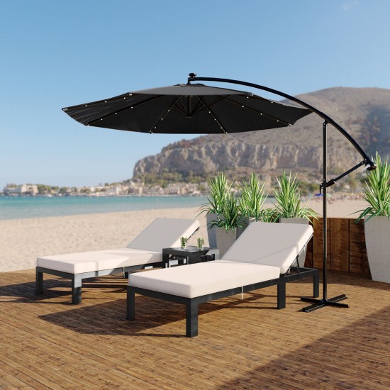 LeisureMod Willry 10 Ft Cantilever Patio Umbrella With Solar Powered LED - Gray