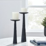 Tilde Matte Black Cast Aluminum Set Of 2 Tapered/ Pillar Candle Holders