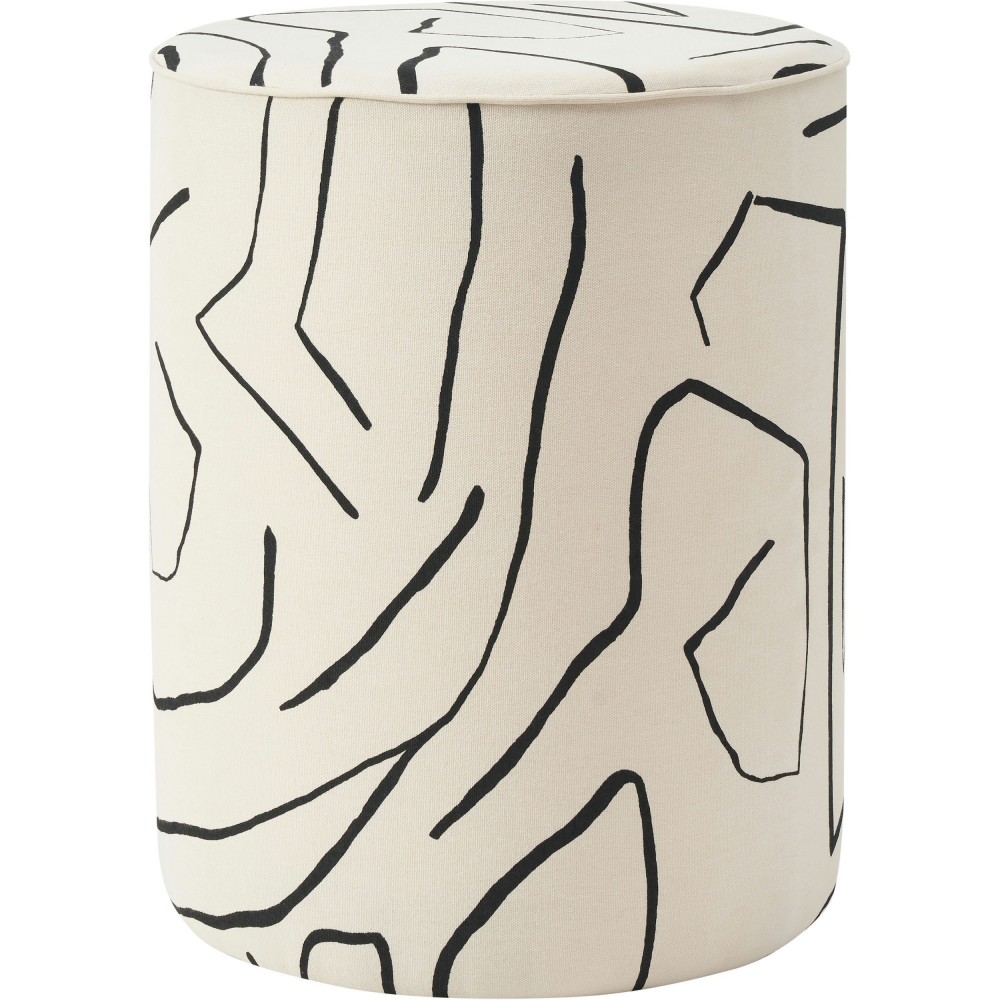 Rachelle Cream & Black Cotton Stool Rachelle Cream & Black Cotton Stool