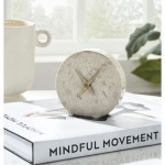 Tyra Cream, Beige Engineered Marble Circle Table Clock