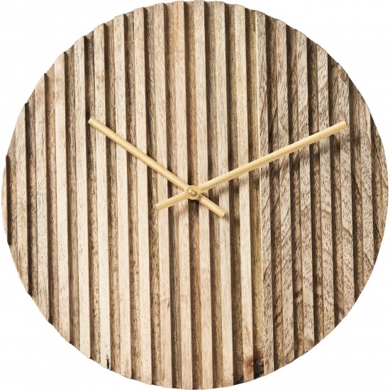 Yalina Natural Mango Wood Wall Clock With Lazer Cut