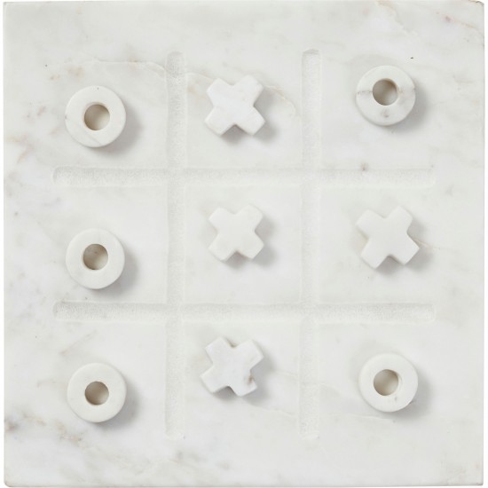 Gioco Blanco White Engineered Marble Tic Tac Toe Game