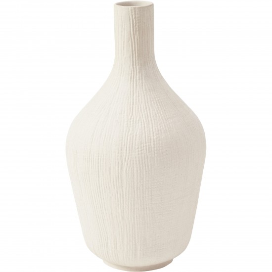 Akasia Matte Textured Ivory Ceramic Vase