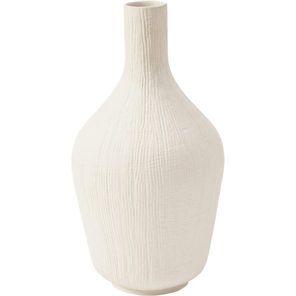 Akasia Matte Textured Ivory Ceramic Vase