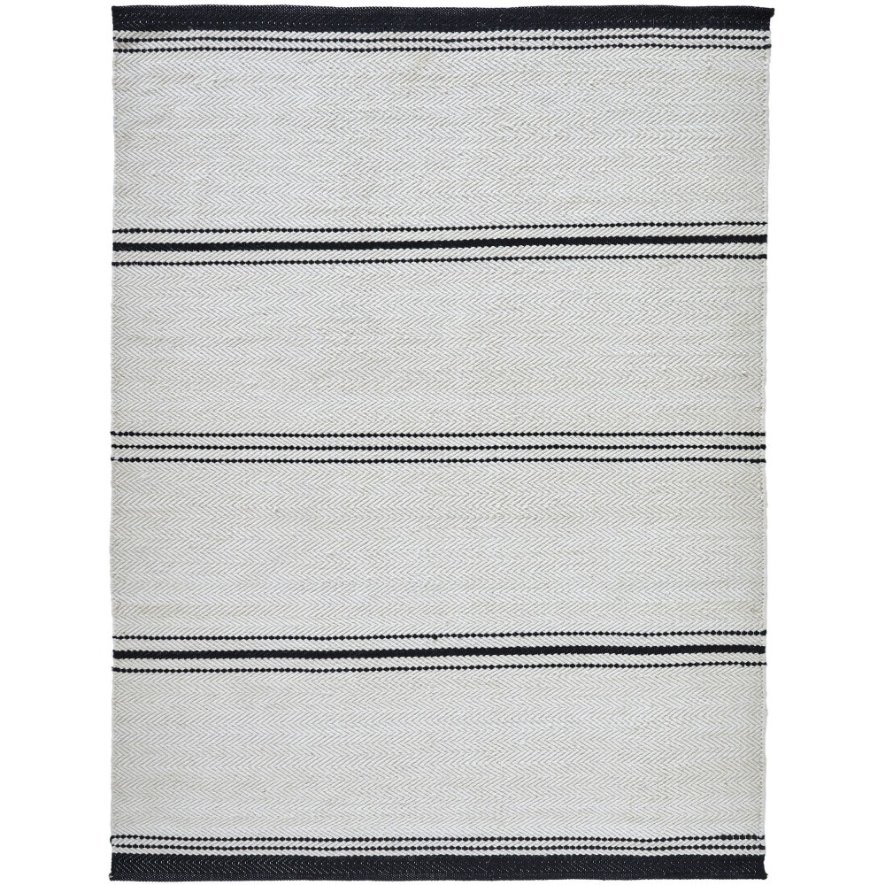 Alice Ivory/Black Hand Woven Wool Rug (94X122) Alice Ivory/Black Hand Woven Wool Rug (94X122)