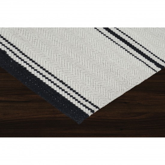 Alice Ivory/Black Hand Woven Wool Rug (94X122)