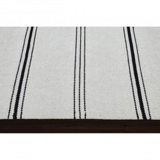 Alice Ivory/Black Hand Woven Wool Rug (94X122)