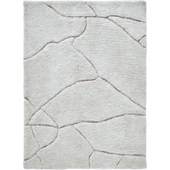 Allen Off-White/Taupe Machine Tufted Micro Polyester Rug (39X59)