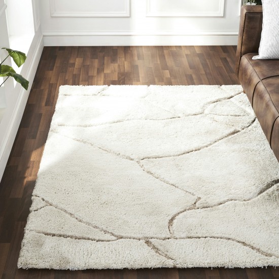 Allen Off-White/Taupe Machine Tufted Micro Polyester Rug (39X59)