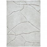 Allen Off-White/Taupe Machine Tufted Micro Polyester Rug (63X87)