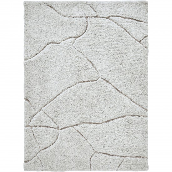 Allen Off-White/Taupe Machine Tufted Micro Polyester Rug (63X87)