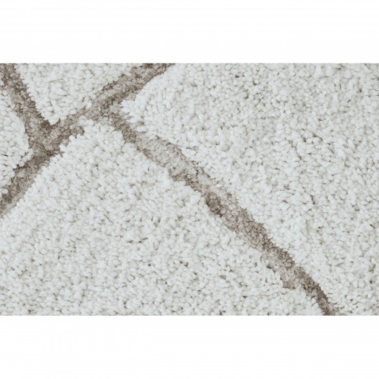 Allen Off-White/Taupe Machine Tufted Micro Polyester Rug (63X87)