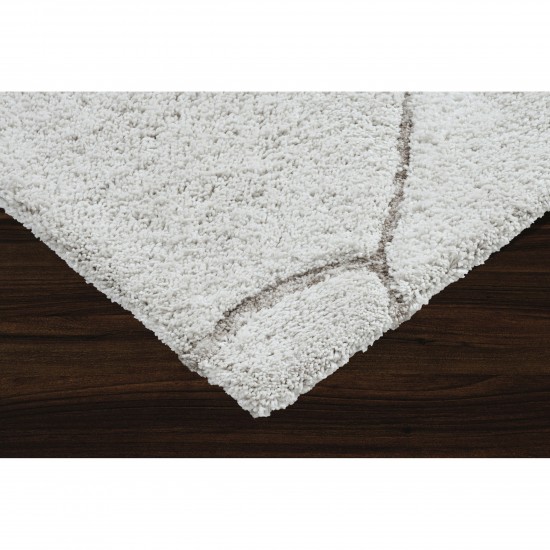 Allen Off-White/Taupe Machine Tufted Micro Polyester Rug (63X87)