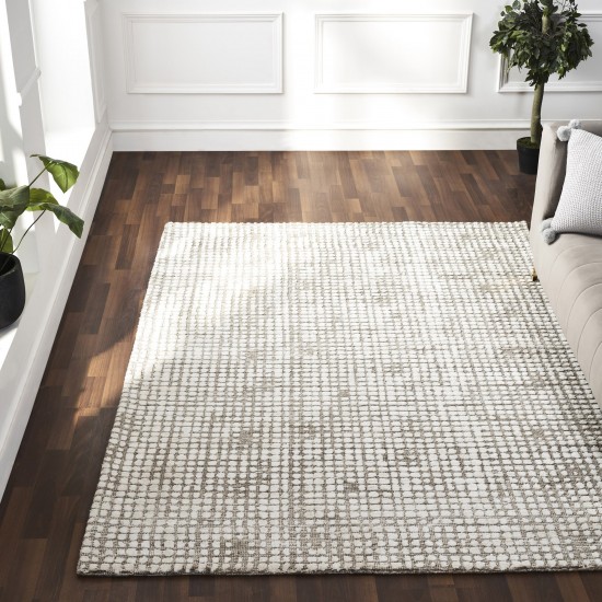 Hazel Taupe/Ivory Machine Knitted Micro Polyester Rug (63X87)