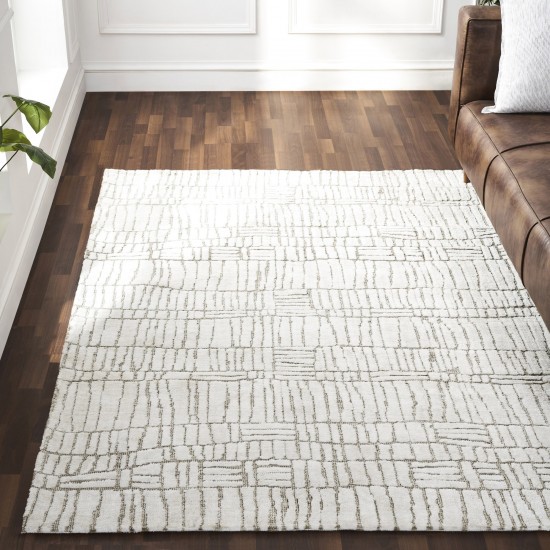 Hazel Ivory/Sand Machine Knitted Micro Polyester Rug (39X59)