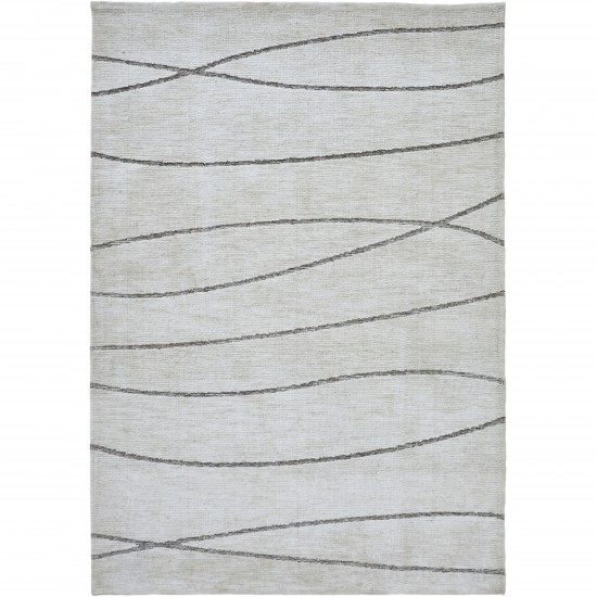 Hazel Off-White/Grey Machine Knitted Micro Polyester Rug (39X59)