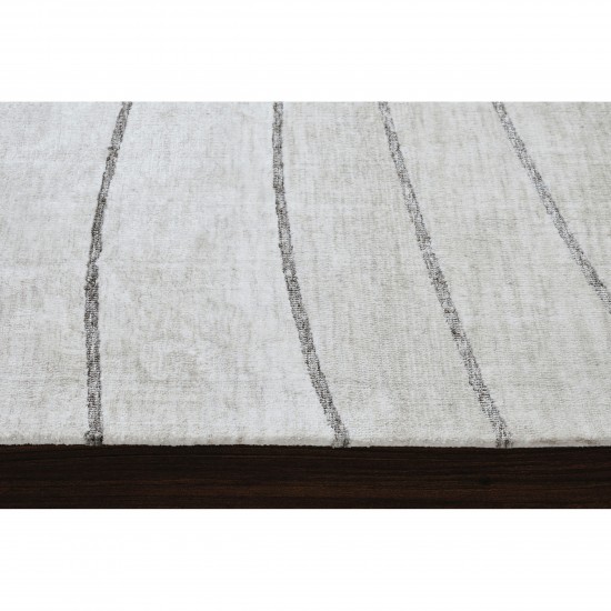 Hazel Off-White/Grey Machine Knitted Micro Polyester Rug (39X59)