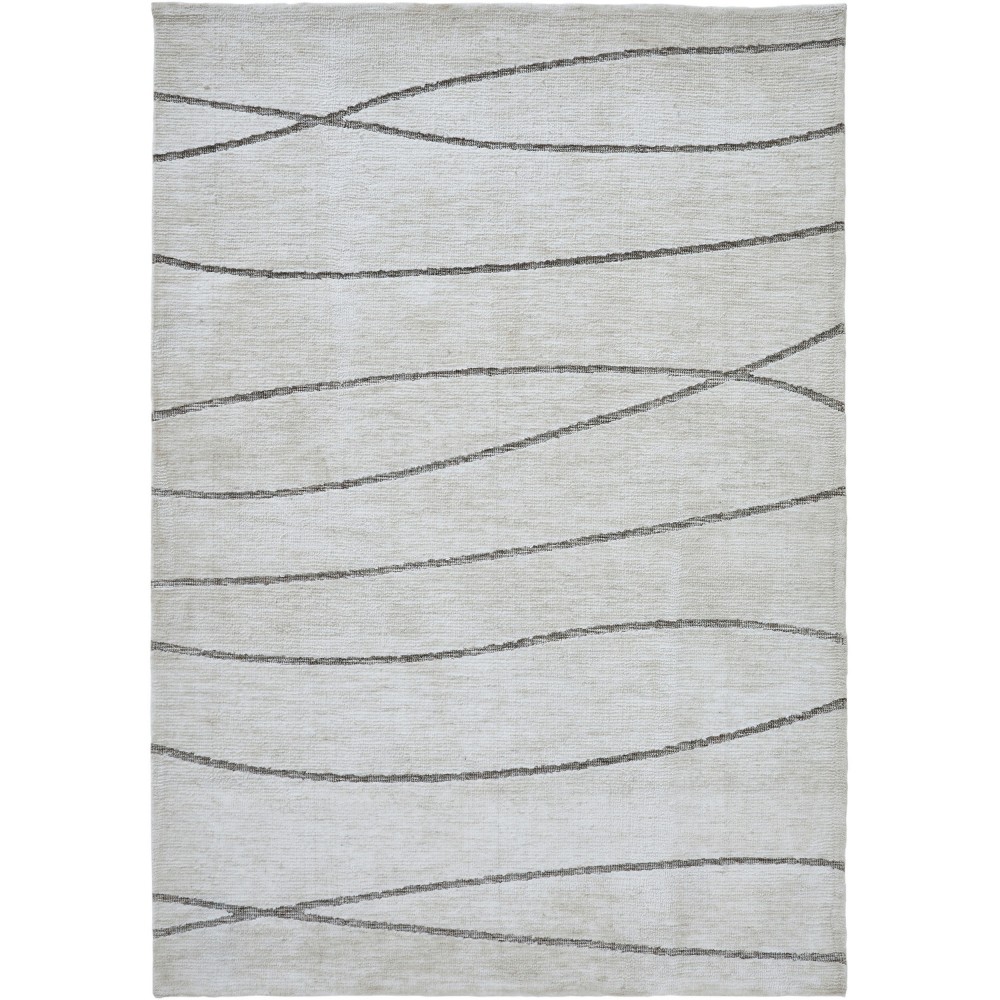 Hazel Off-White/Grey Machine Knitted Micro Polyester Rug (63X87)