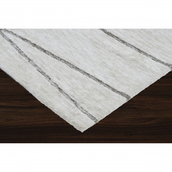 Hazel Off-White/Grey Machine Knitted Micro Polyester Rug (63X87)