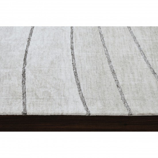 Hazel Off-White/Grey Machine Knitted Micro Polyester Rug (63X87)