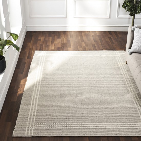 Lindley Oatmeal Hand Woven Wool, Polyester Rug (39X59)