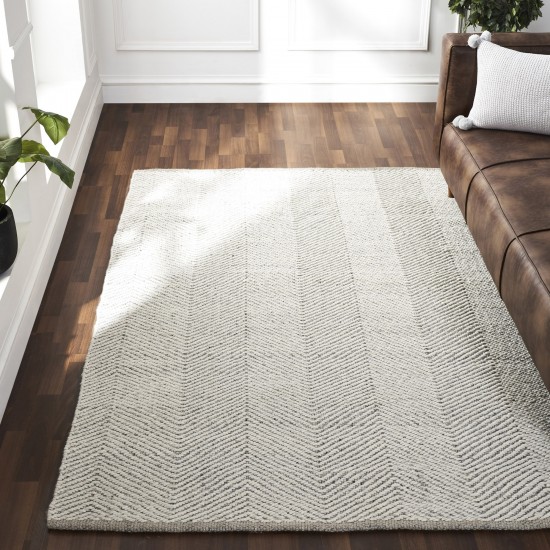 Malur Ivory/Silver Hand Woven Wool, Polyester Rug (24X39)