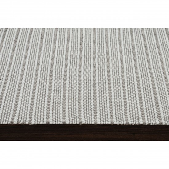 Orria Ivory/Grey Hand Woven Wool, Polyester Rug (24X39)