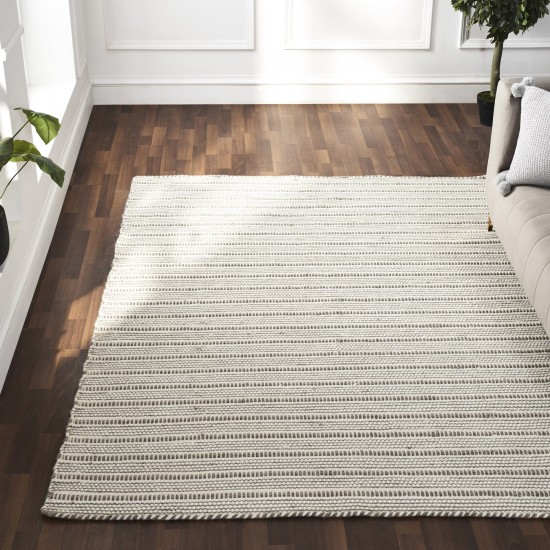 Orria Ivory/Grey Hand Woven Wool, Polyester Rug (63X87)