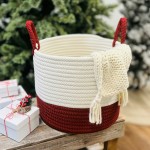 Blitzen 2-Tone Holiday Floor Basket - Red/ White 16"x16"x14"