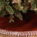 Bordered Under-Tree Christmas Reversible Round Rug - Red 35” x 35”