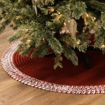 Bordered Under-Tree Christmas Reversible Round Rug - Red 65” x 65”