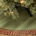 Bordered Under-Tree Christmas Reversible Round Rug - Green 35” x 35”