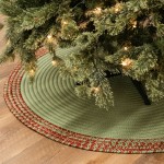 Bordered Under-Tree Christmas Reversible Round Rug - Green 45” x 45”