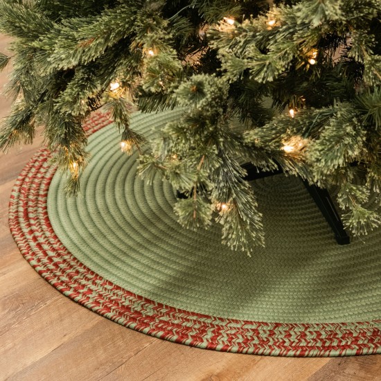 Bordered Under-Tree Christmas Reversible Round Rug - Green 45” x 45”