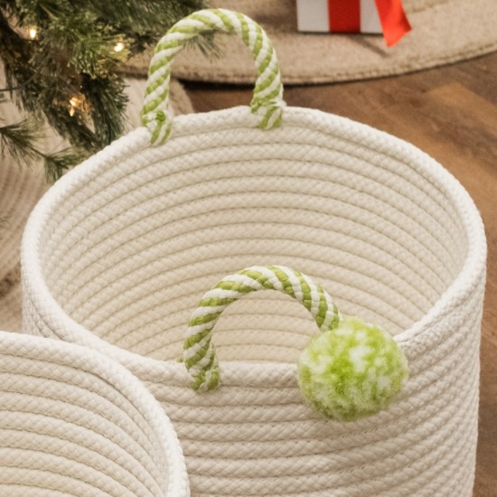 Candy Cane Basket - Green 14"x14"x14"