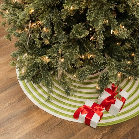 Candy Cane Round Holiday Tree Skirt - Green 44" x 44"