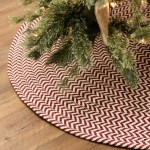Chevron Christmas Under-Tree Reversible Round Rug - Red/White 45” x 45”
