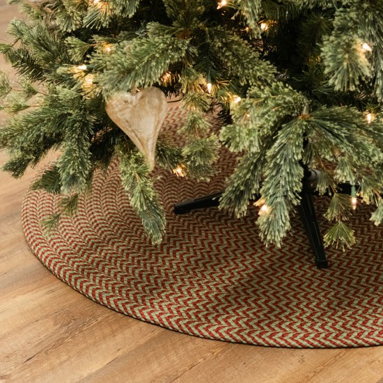 Chevron Christmas Under-Tree Reversible Round Rug - Green/Red 35” x 35”