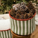 Comet Stripe Christmas Basket - Green Multi 14"x14"x12"