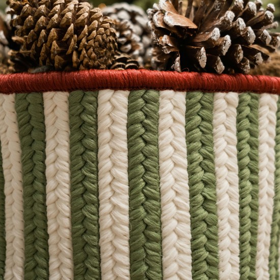 Comet Stripe Christmas Basket - Green Multi 14"x14"x12"