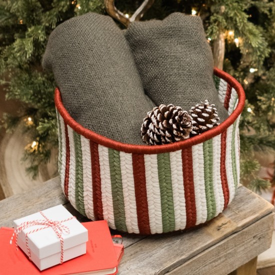 Comet Stripe Christmas Basket - Red Multi 12"x12"x8"