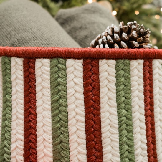 Comet Stripe Christmas Basket - Red Multi 12"x12"x8"