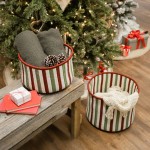 Comet Stripe Christmas Basket - Red Multi 12"x12"x8"