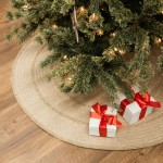 Cozy Natural Wool Stripe Holiday Tree Skirt - Beige 44" x 44"